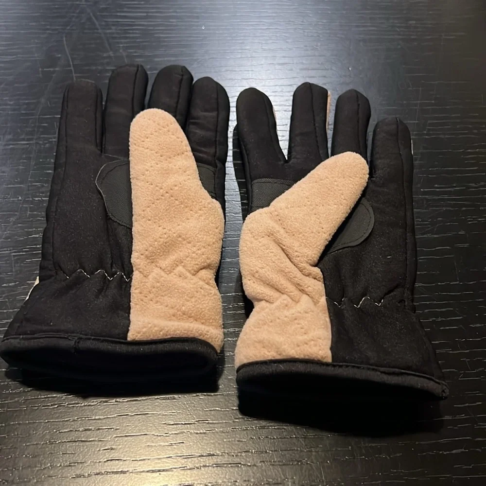 Tan and Black Insulated Winter Gloves